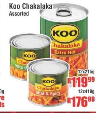 Devland Cash And Carry Koo Chakalaka Assorted 12x215g offer