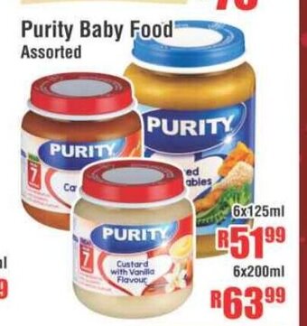 Purity Baby Food Assorted 6x125ml