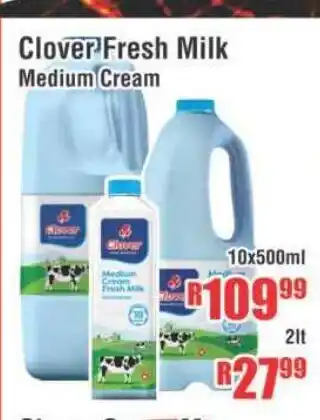 Devland Cash And Carry Clover Fresh Milk Medium Milk Medium Cream 10x500ml offer