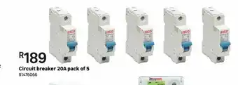 Circuit breaker 20a pack of 5