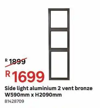 Leroy Merlin Side light aluminium 2 vent bronze w590mm x h2090mm offer