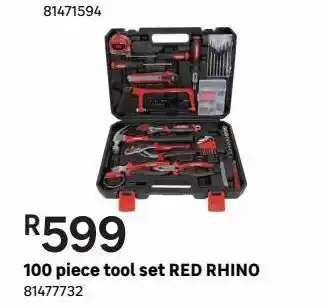 100 piece tool set red rhino