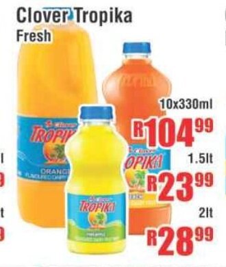 Devland Cash And Carry Clover Tropika Fresh 10x330ml offer