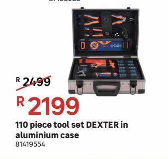 110 piece tool set dexter in aluminium case offer at Leroy Merlin