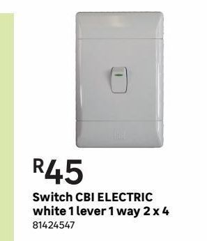 Leroy Merlin Switch cbi electric white 1 lever 1 way 2 x 4 offer