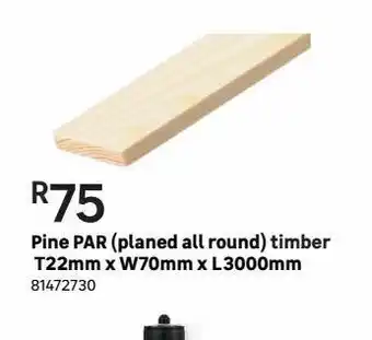 Leroy Merlin Pine par (planed all round) timber t22mm x w70mm x l3000mm offer
