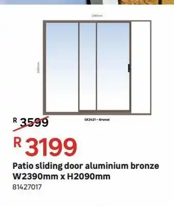 Leroy Merlin Patio sliding door aluminium bronze w2390mm x h2090mm offer