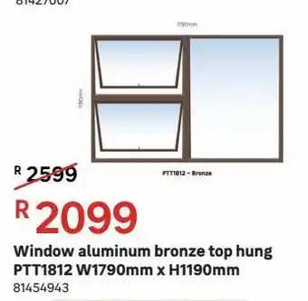 Leroy Merlin Window aluminium bronze top hung ptt1812 w1790mm x h1190mm offer