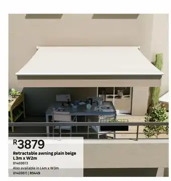 Leroy Merlin Retractable awning plain beige l3m x w2m offer