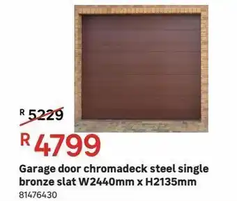 Leroy Merlin Garage door chromadeck steel single bronze slat w2440mm x h2135mm offer