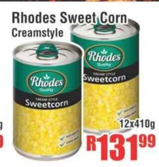 Rhodes Sweet Corn Creamstyle 12x410g