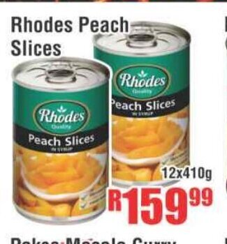 Devland Cash And Carry Rhodes Peach Slices 12x410g offer