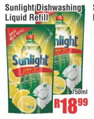Devland Cash And Carry Sunlight Dishwashing Liquid Refill 750ml offer