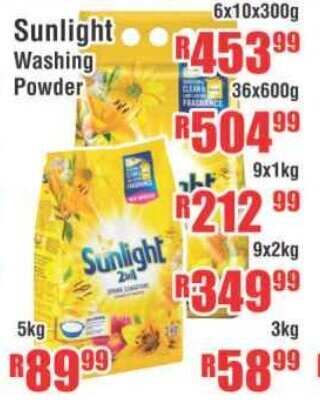 Devland Cash And Carry Sunlight Washing Powder 6x10x300g offer