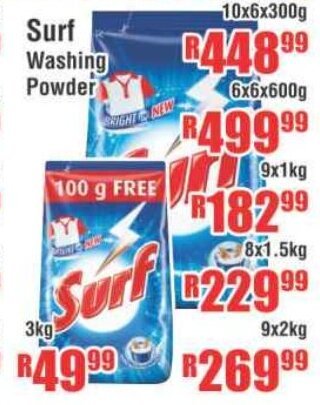 Devland Cash And Carry Surf Washing Powder 10x6x300g offer