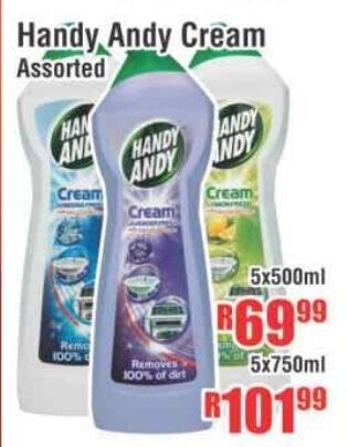 Devland Cash And Carry Handy Andy Cream Assorted 5x500ml offer