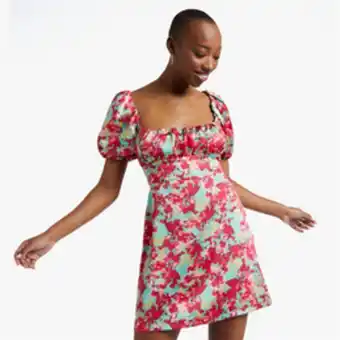 Donna Y&g printed satin puff sleeve dress offer