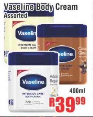 Devland Cash And Carry Vaseline Body Cream Assorted 400ml offer