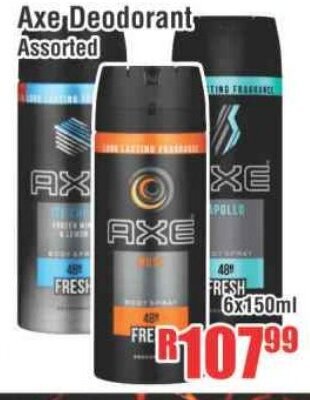 Devland Cash And Carry Axe Deodorant Assorted 6x150ml offer