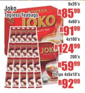 Devland Cash And Carry Joko Tagless Teabags 6x26's offer