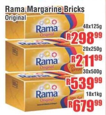 Devland Cash And Carry Rama Margarine Bricks Original 48x125g offer