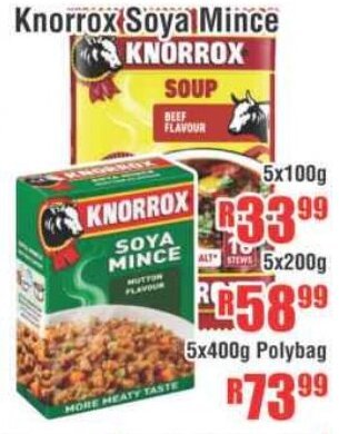 Devland Cash And Carry Knorrox Soya Mince 5x100g offer
