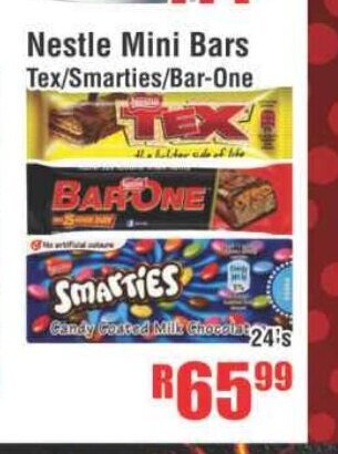 Devland Cash And Carry Nestle Mini Bars Tex/Smarties/Bar-one 24's offer