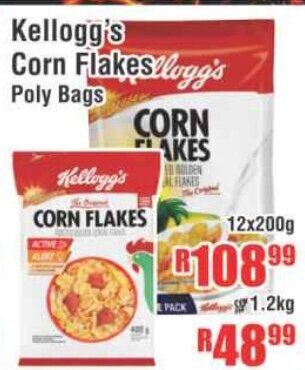 Devland Cash And Carry Kellogg's Corn Flakes Poly Bags 12x200g offer