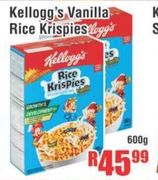 Devland Cash And Carry Kellogg's Vanilla Rice Krispies 600g offer