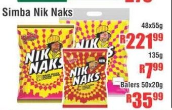 Devland Cash And Carry Simba Nik Naks 48x55g offer