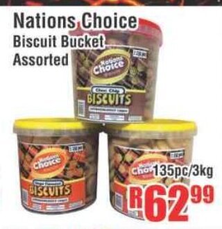 Devland Cash And Carry Nations Choice Biscuit Bucket Assorted 135pc/3kg offer