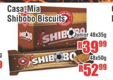 Casa-Mia Shibobo Biscuits Junior 48x35g offer at Devland Cash And Carry