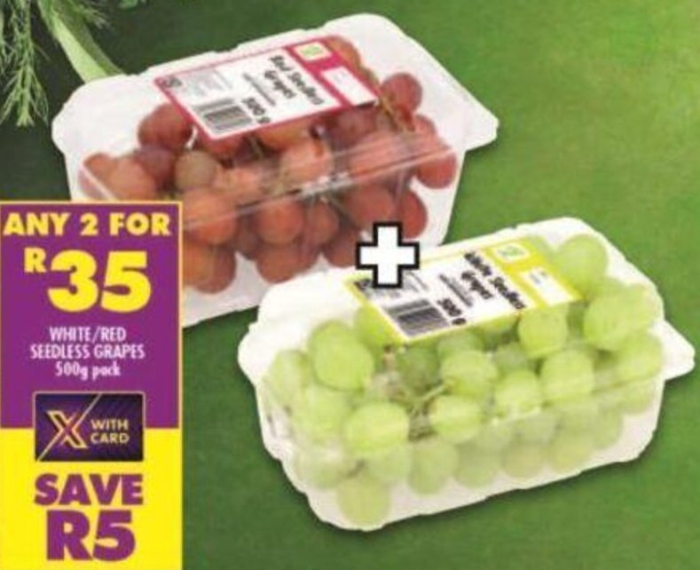 White/Red Seedless Grapes 500g offer at Shoprite