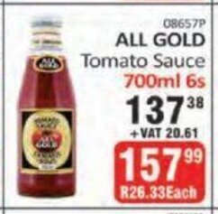KitKat Cash and Carry All Gold Tomato Sauce 700ml - 6s offer
