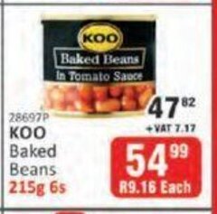 KitKat Cash and Carry Koo Baked Beans in Tomato Sauce 215g - 6s offer