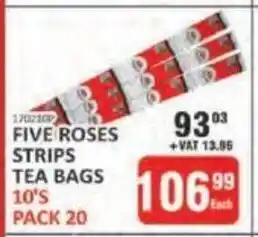 Five Roses Strips Tea Bags 10s - pack 20