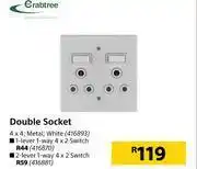 Builders Warehouse Crabtree double white metal socket 4 x 4 offer