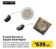 Builders Warehouse Light worx 8 pack round or square downlights 4 w led-pk offer