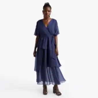 The FIX Women's blue tiered ruffle chiffon maxi dress offer