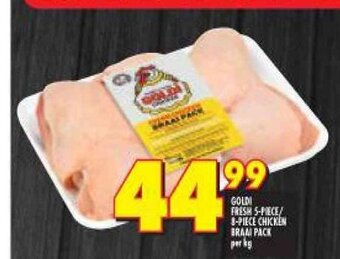 Shoprite Goldi Fresh 5-Piece / 8-Piece Chicken Braai Pack per kg offer
