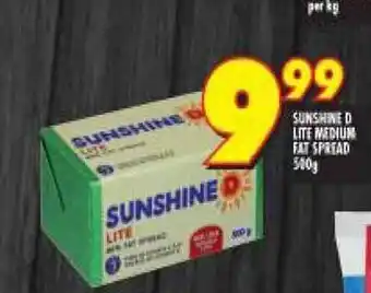 Shoprite Sunshine D Lite Medium Fat Spread 500g offer