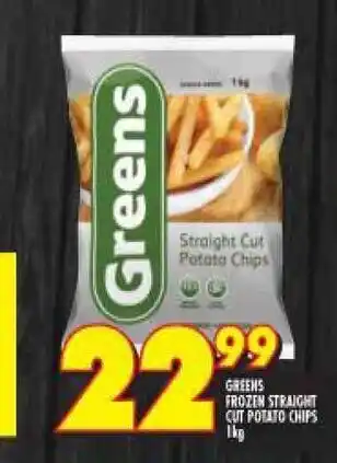 Shoprite Greens Frozen Straight Cut Potato Chips 1kg offer