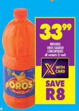 Shoprite Brookes Oros Squash Concentrate all variants 2L offer