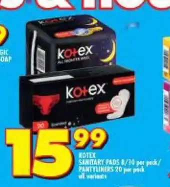 Shoprite Kotex Sanitary Pads and Pantyliners all variants offer