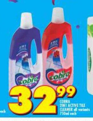 Shoprite Cobra 2in1 Active Tile Cleaner all variants 750ml each offer