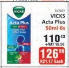 KitKat Cash and Carry Vicks Acta Plus 50ml - 6s offer