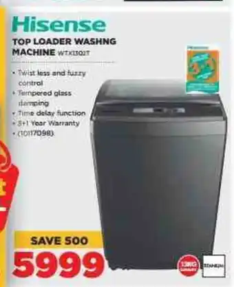 HiFi Corp Hisense - Top Loader Washing Machine - WTX1302T offer