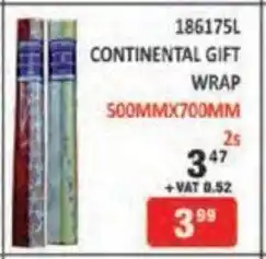Continental Gift Wrap 500mm x 700mm