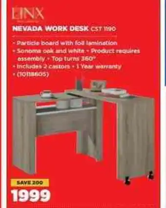 HiFi Corp LINX - Nevada Work Desk - CST-1190 offer