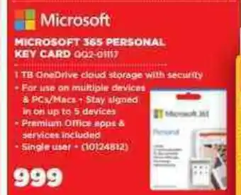 HiFi Corp Microsoft - 365 Personal Key Card - QQ2-01117 offer